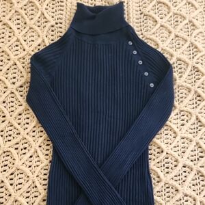 It's Our Time Midnight Blue Ribbed Turtleneck Sweater